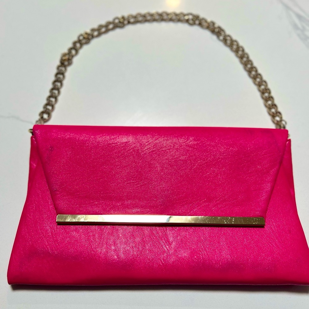 Hot Pink Clutch With Chain from New York and Company